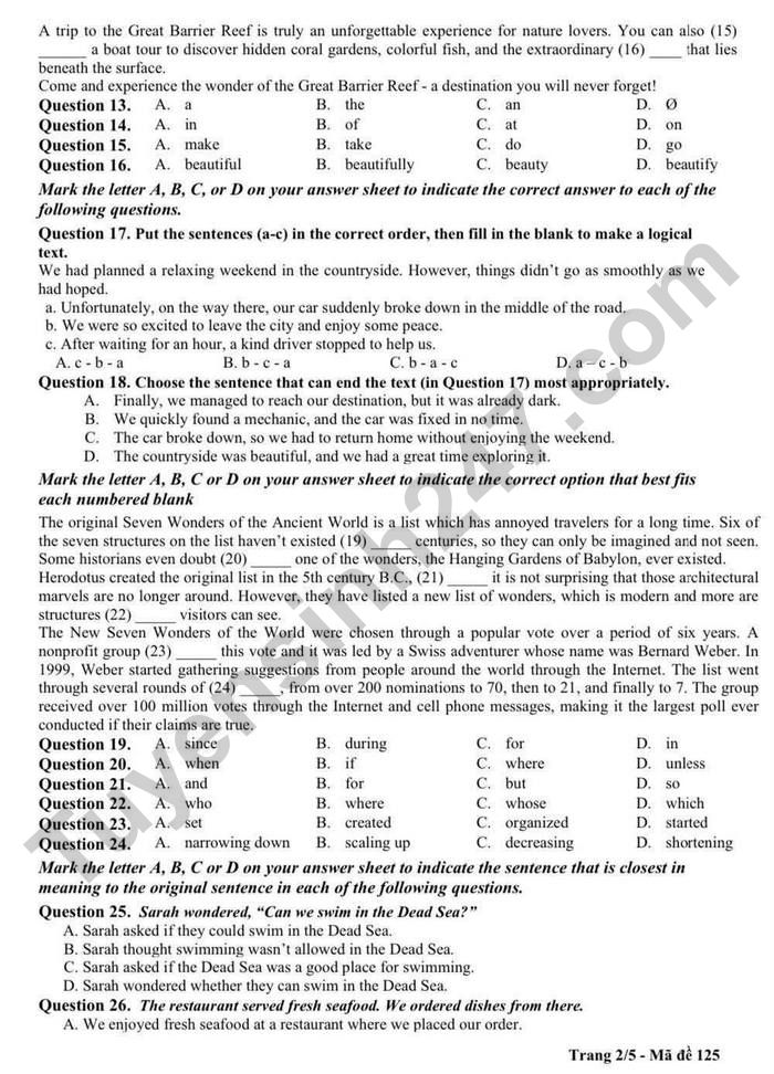 De thi thu vao lop 10 mon Anh 2026 - THCS Thai Thinh