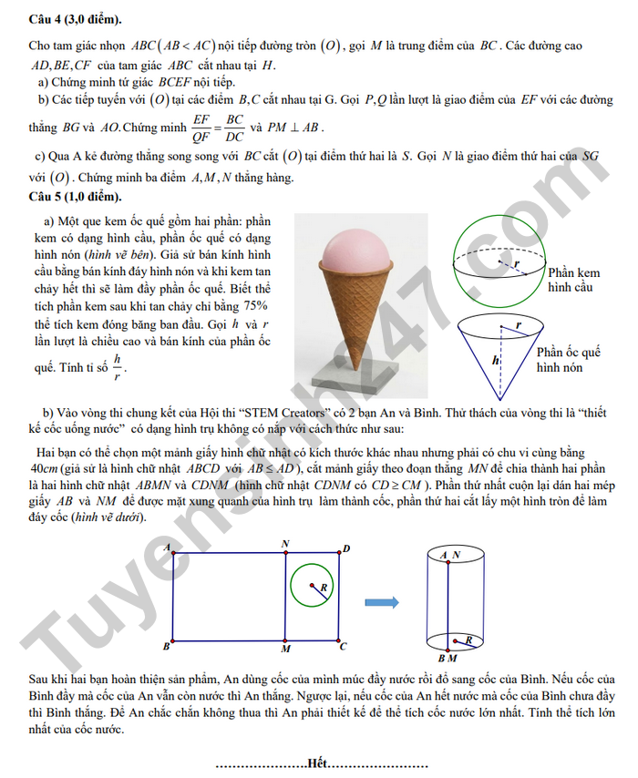 De thi thu vao lop 10 mon Toan 2026 - THCS Quynh Phuong (co dap an)