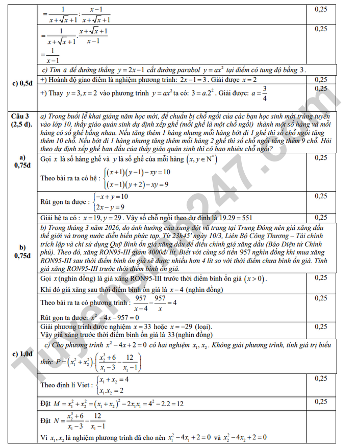 De thi thu vao lop 10 mon Toan 2026 - THCS Quynh Phuong (co dap an)