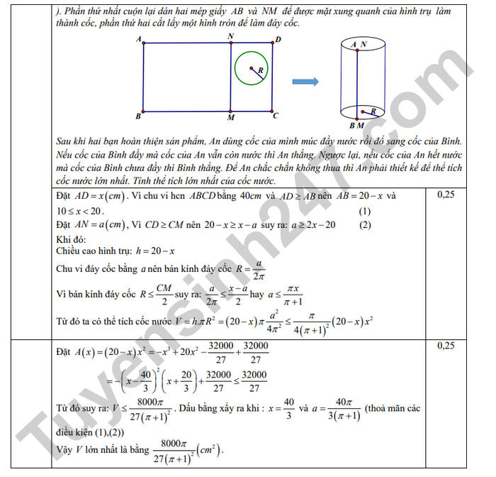 De thi thu vao lop 10 mon Toan 2026 - THCS Quynh Phuong (co dap an)