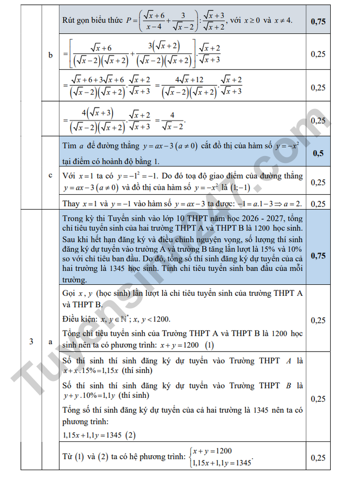 De thi thu mon Toan vao lop 10 lan 2 nam 2026 - THCS Hoa Hieu 2