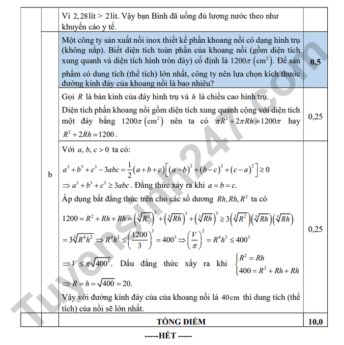 De thi thu mon Toan vao lop 10 lan 2 nam 2026 - THCS Hoa Hieu 2