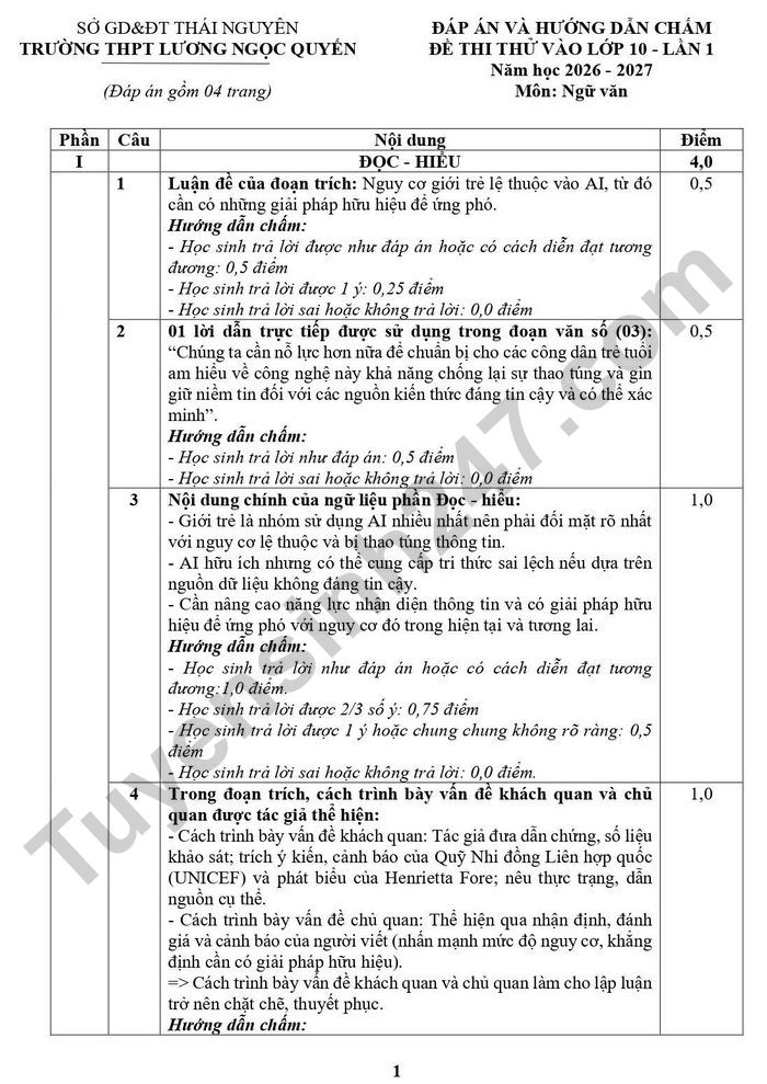 De thi thu vao lop 10 lan 1 mon Van 2026 - THPT Luong Ngoc Quyen (co dap an)