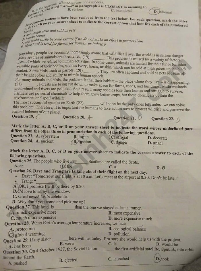 De thi cuoi ki 2 lop 9 mon Anh 2026 - THCS Quynh Mai