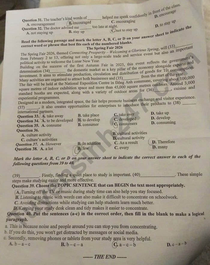 De thi cuoi ki 2 lop 9 mon Anh 2026 - THCS Quynh Mai