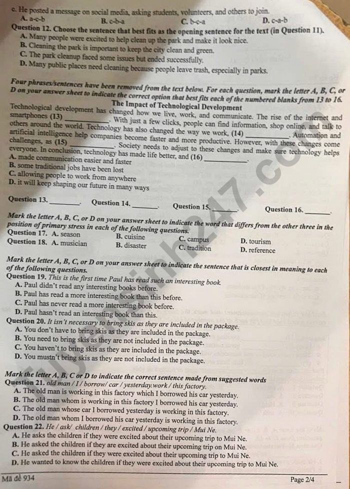 De thi thu vao lop 10 mon Anh 2026 - THCS Ngoc Lam