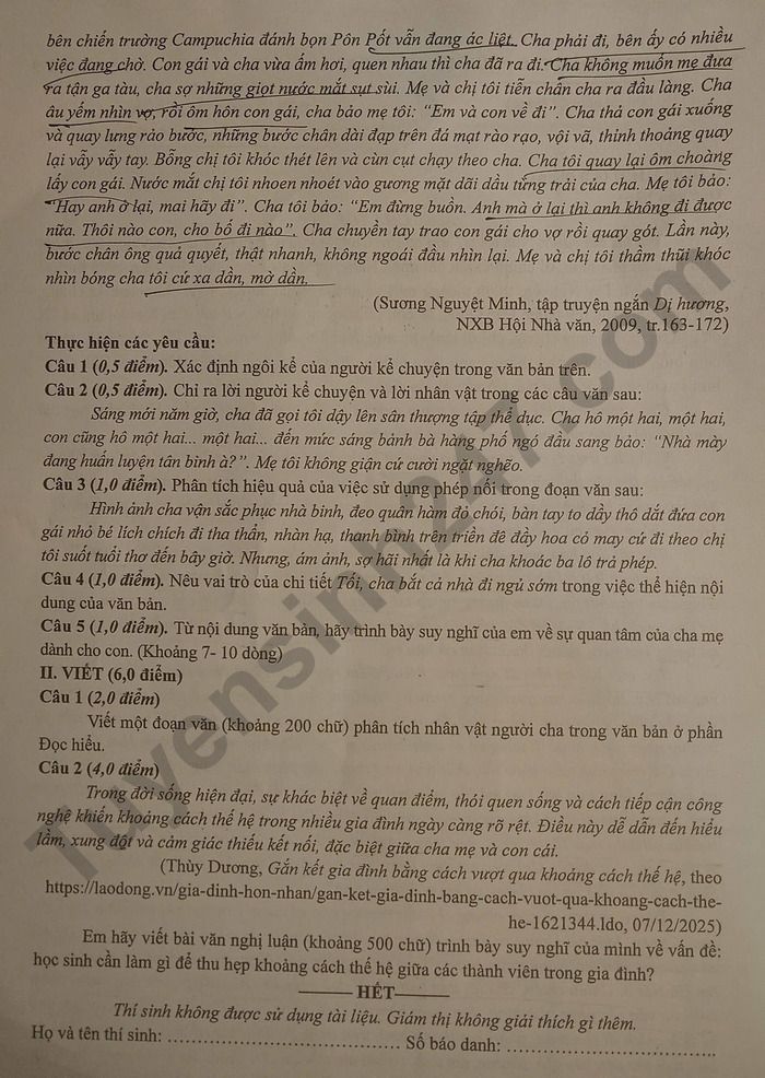 De thi thu vao lop 10 mon Van - Phu Tho 2026