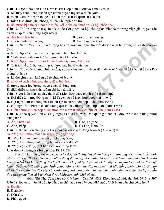 De thi thu tot nghiep THPT 2026 mon Su - Cum chuyen mon so 6 Ca Mau