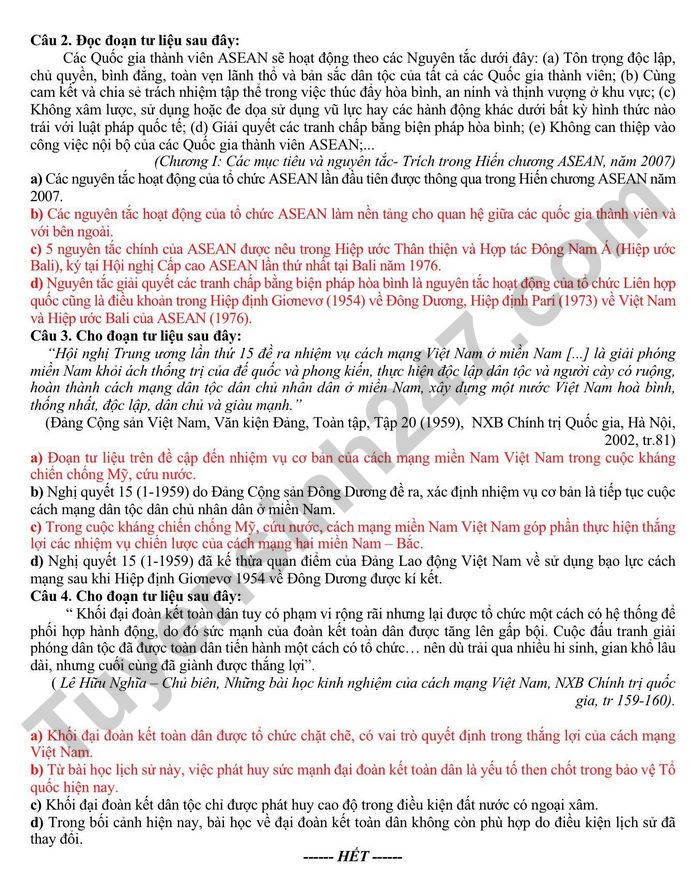 De thi thu tot nghiep THPT 2026 mon Su - Cum chuyen mon so 6 Ca Mau