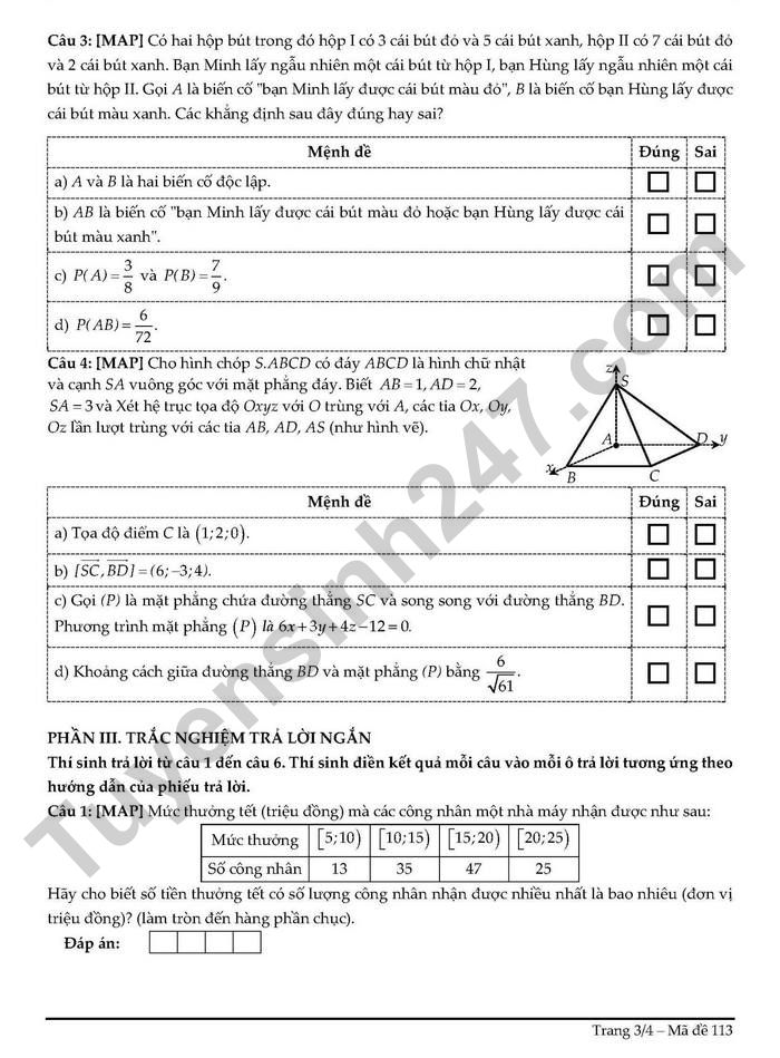 De thi thu tot nghiep THPT 2026 mon Toan - THPT Bai Chay lan 2