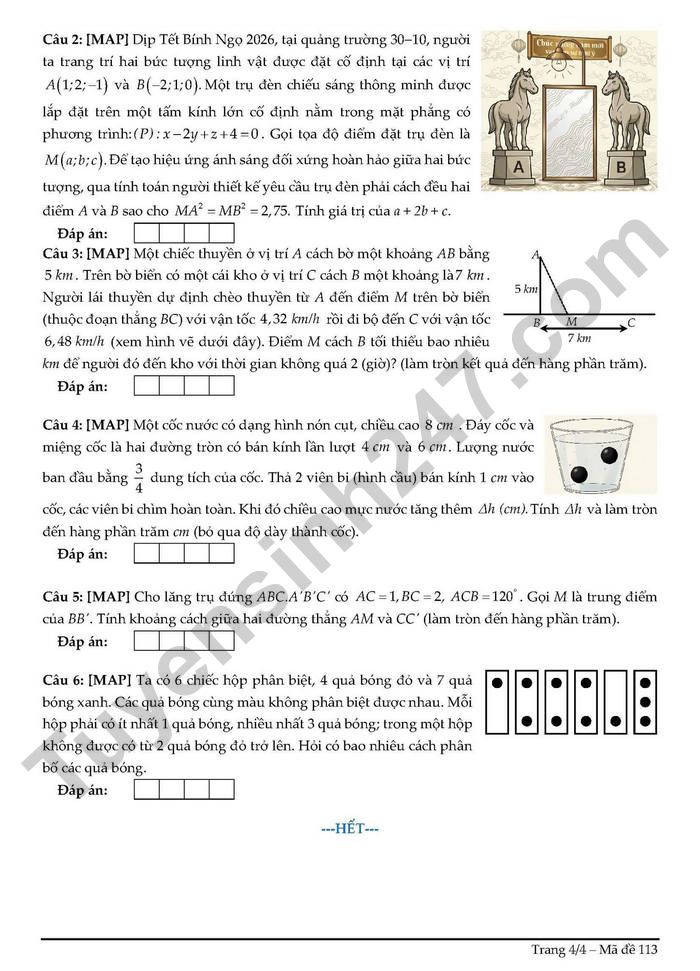 De thi thu tot nghiep THPT 2026 mon Toan - THPT Bai Chay lan 2