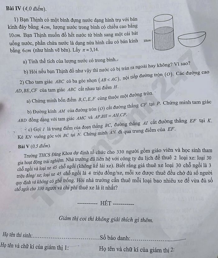 De thi thu vao lop 10 mon Toan 2026 - THCS Thai Thinh