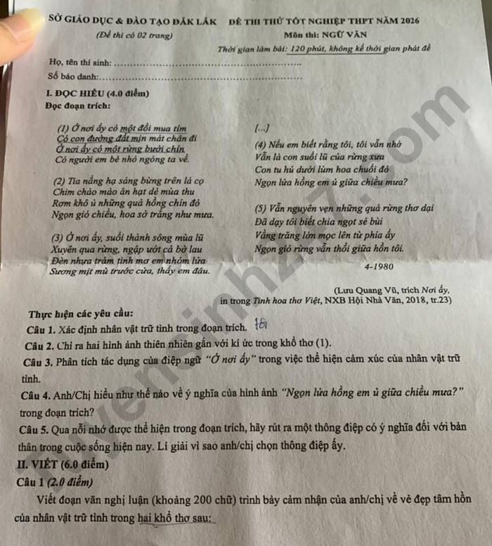 De thi thu mon Van tot nghiep THPT 2026 - So GD Dak Lak
