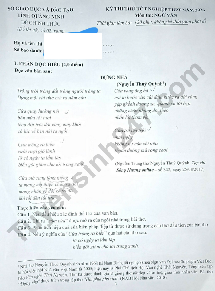 De thi thu tot nghiep THPT 2026 mon Van - So GD Quang Ninh