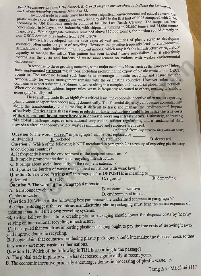 De thi thu tot nghiep THPT 2026 mon Anh - Quang Ninh