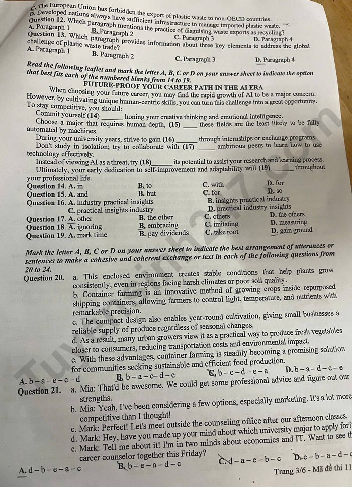 De thi thu tot nghiep THPT 2026 mon Anh - Quang Ninh