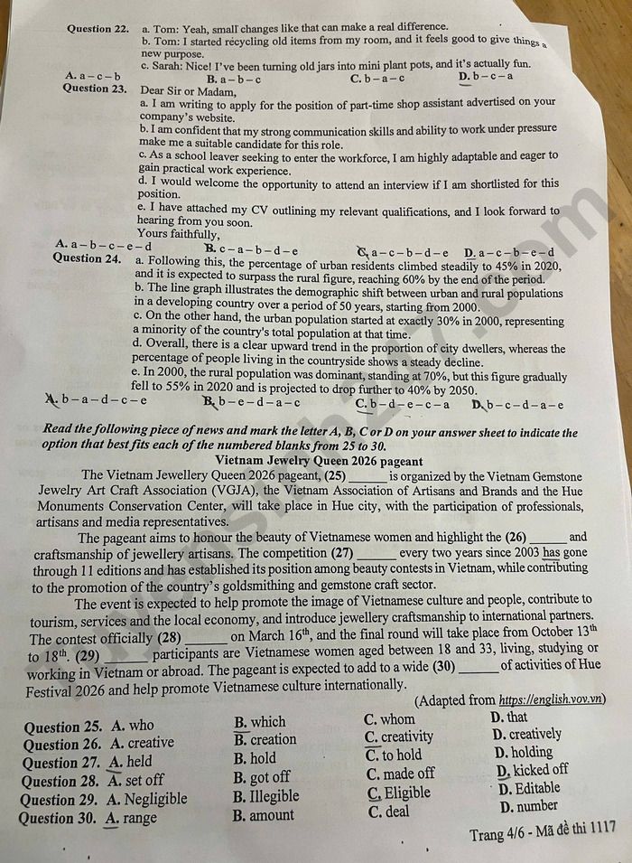 De thi thu tot nghiep THPT 2026 mon Anh - Quang Ninh