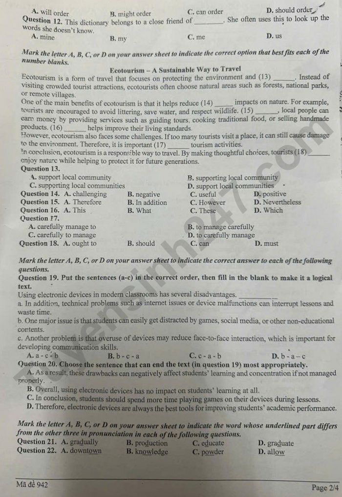 De thi thu vao lop 10 mon Anh 2026 - phuong Ha Dong (lan 1)