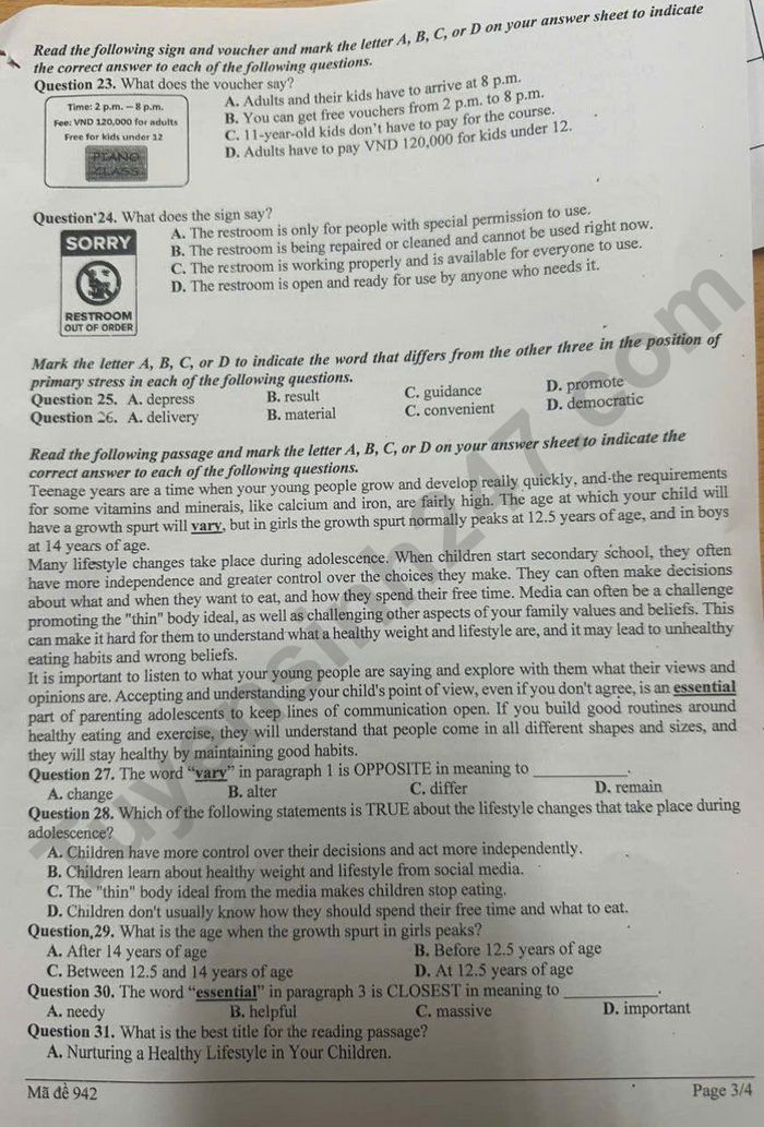 De thi thu vao lop 10 mon Anh 2026 - phuong Ha Dong (lan 1)