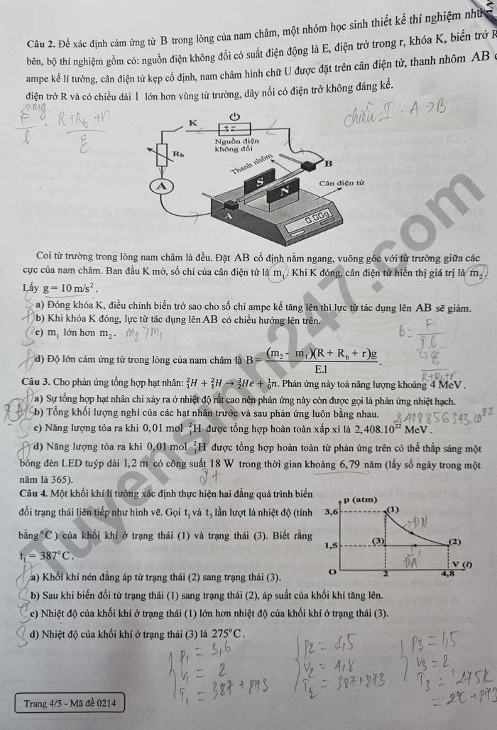 De thi thu mon Ly tot nghiep THPT 2026 - Quang Ninh