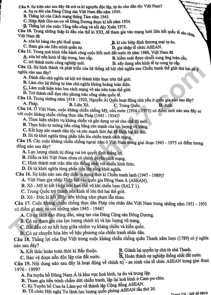 De thi thu tot nghiep mon Su 2026 - So GD Quang Ninh