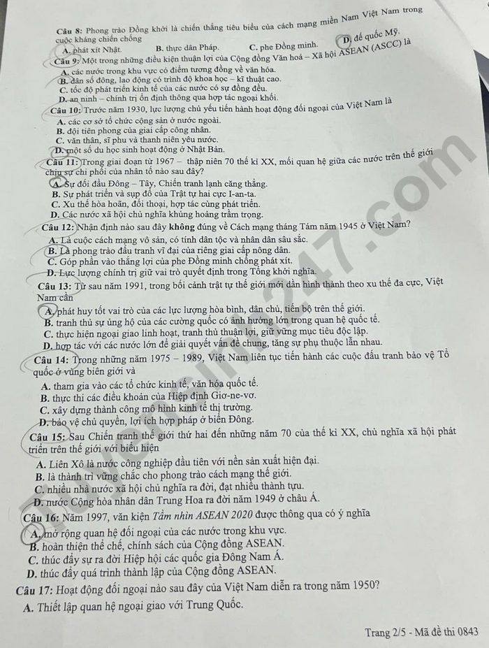 De thi thu TN THPT nam 2026 mon Su - So GD Dong Nai