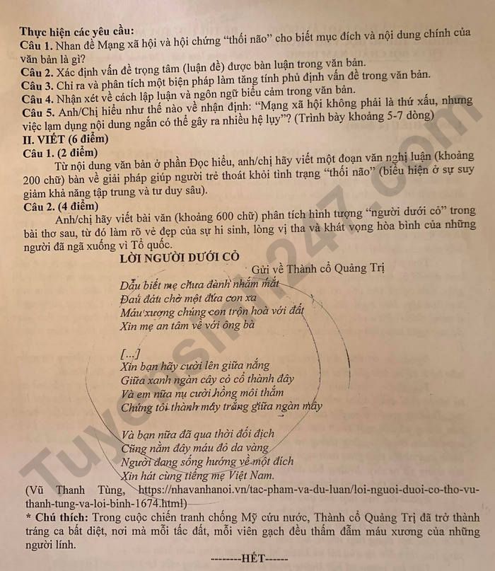 De thi thu mon Van tot nghiep THPT 2026 - THPT Phan Boi Chau - Nam Dong