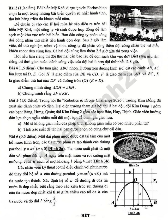 De thi hoc ki 2 lop 9 mon Toan 2026 - THCS Kim Dong