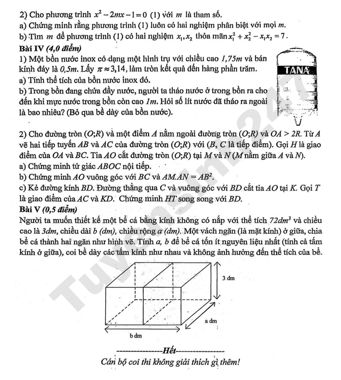 De thi hoc ki 2 mon Toan 9 THCS Xuan Dinh nam 2026
