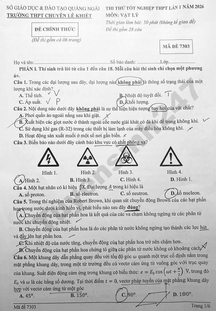 De thi thu mon Ly tot nghiep THPT lan 1 nam 2026 - THPT Chuyen Le Khiet