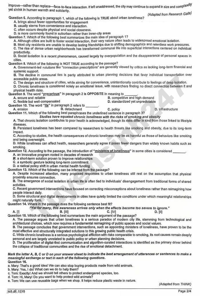 De thi thu tot nghiep THPT 2026 mon Anh - Cum truong THPT so 8 Ninh Binh