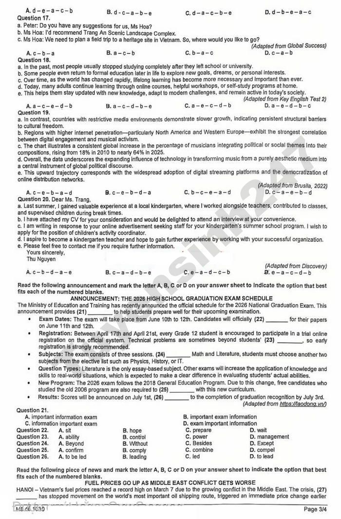 De thi thu tot nghiep THPT 2026 mon Anh - Cum truong THPT so 8 Ninh Binh