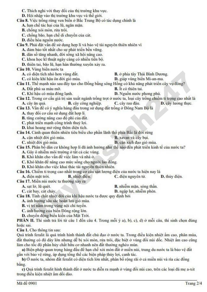 De thi thu TN THPT nam 2026 mon Dia - Cum chuyen mon 11 Dak Lak