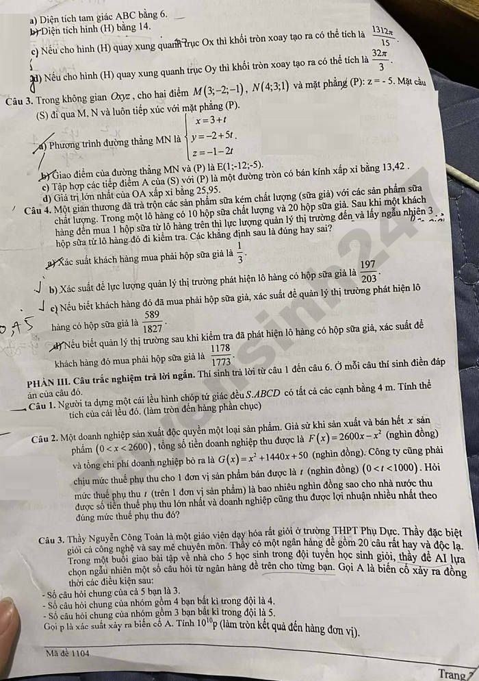 De thi thu tot nghiep THPT mon Toan 2026 - THPT Phu Duc lan 2