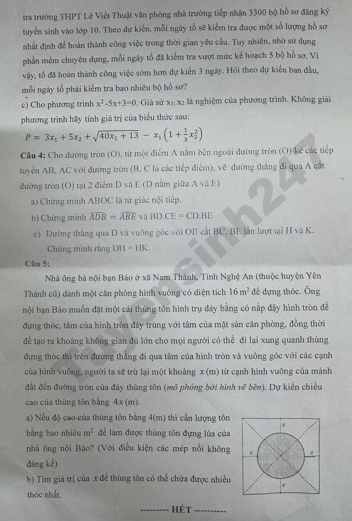 De thi thu vao lop 10 mon Toan 2026 - THCS Ben Thuy