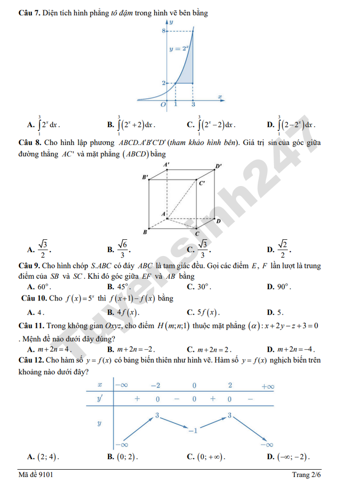 De thi thu TN THPT lan 1 nam 2026 mon Toan - THPT Chuyen Le Khiet
