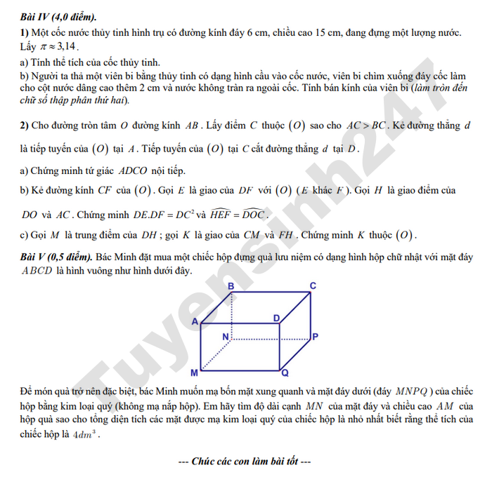 De thi hoc ki 2 mon Toan 9 THCS Nguyen Du 2026 - co dap an