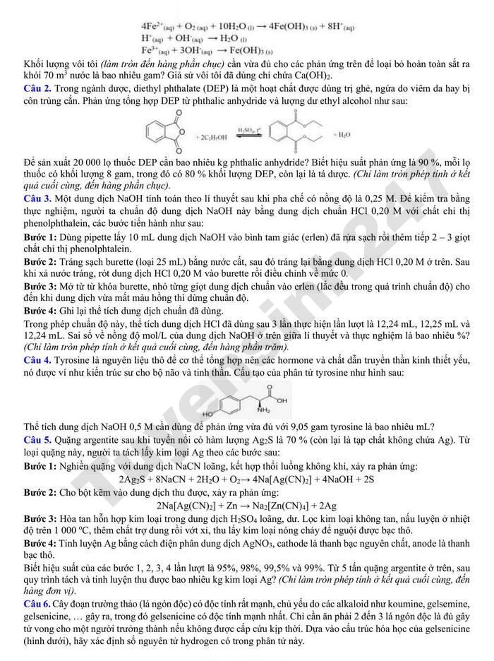 De thi thu tot nghiep THPT 2026 mon Hoa - Cum truong Nam HY (lan 1)