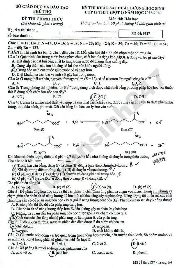 De thi thu TN THPT 2026 So GD Phu Tho - mon Hoa (dot 2)