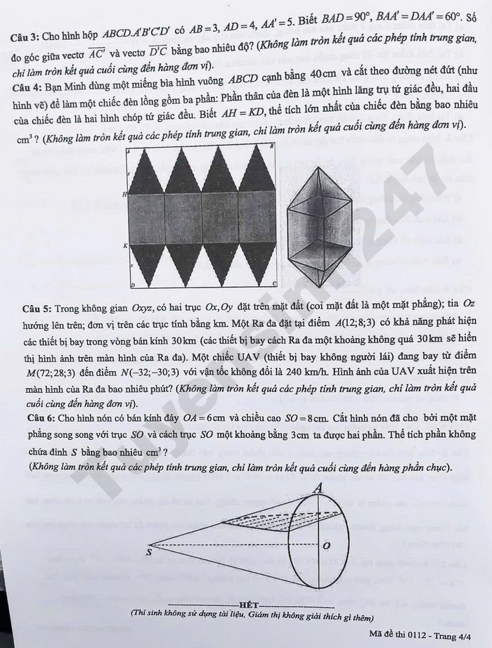 De thi thu mon Toan TN THPT 2026 dot 2 - So GD Phu Tho