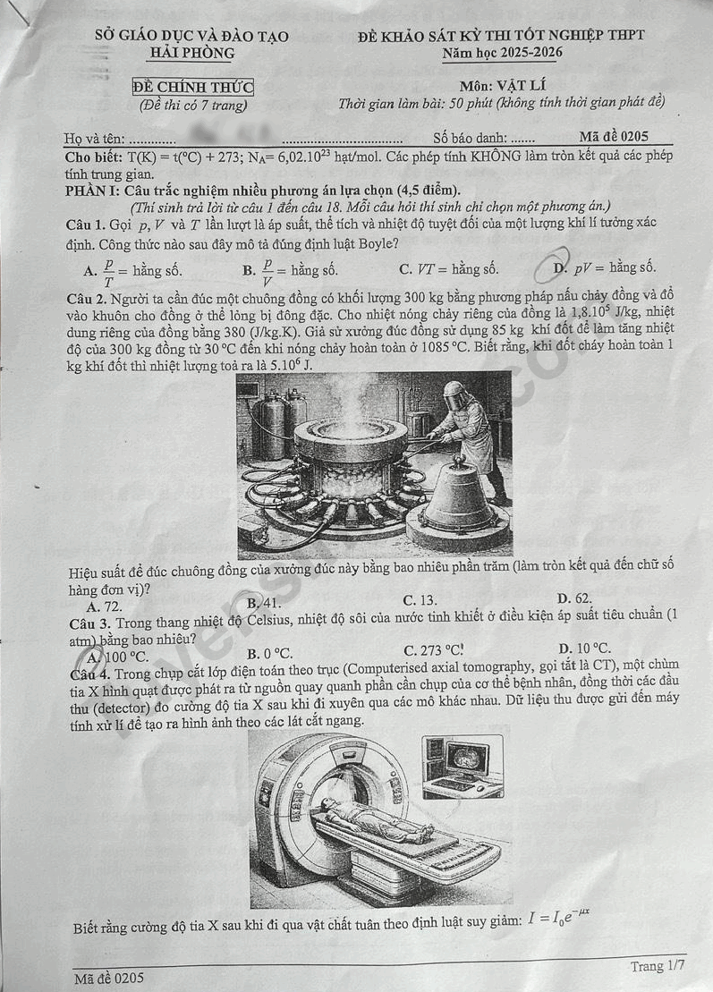 De thi thu tot nghiep THPT 2026 mon Ly - So GD Hai Phong