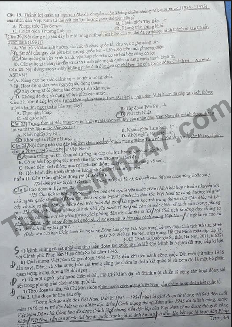 De thi thu tot nghiep mon Su - So GD Hai Phong nam 2026