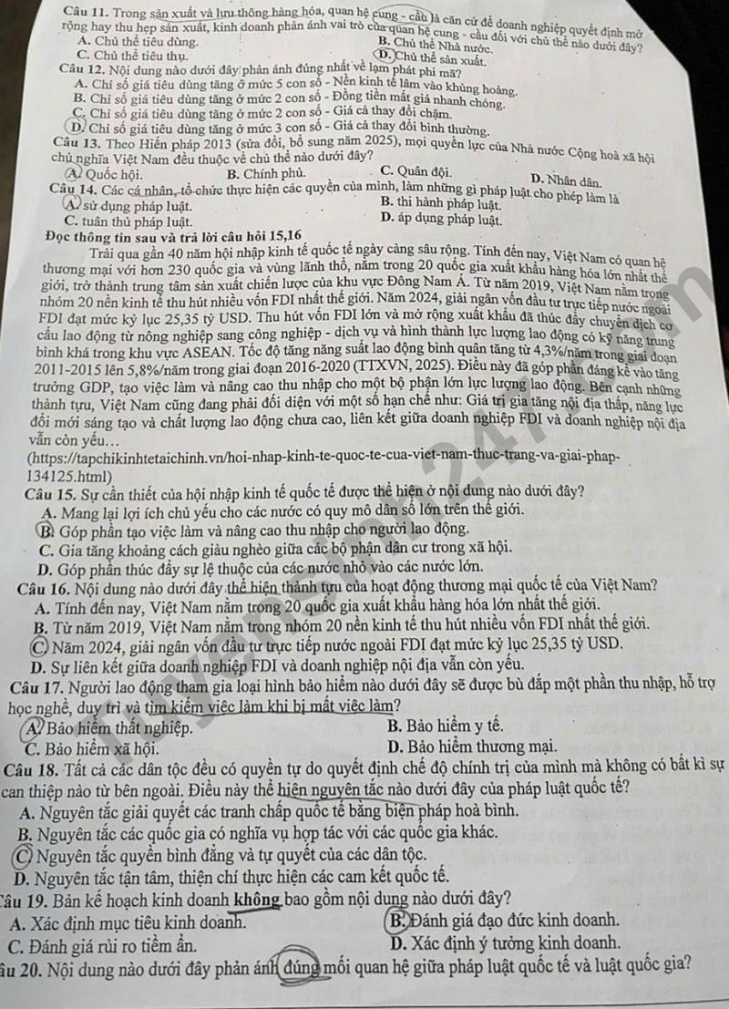 De thi thu tot nghiep mon GDKTPL - So GD Hai Phong nam 2026