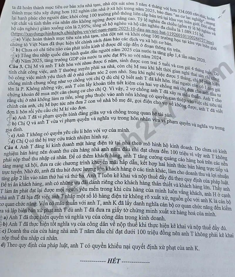 De thi thu tot nghiep mon GDKTPL - So GD Hai Phong nam 2026