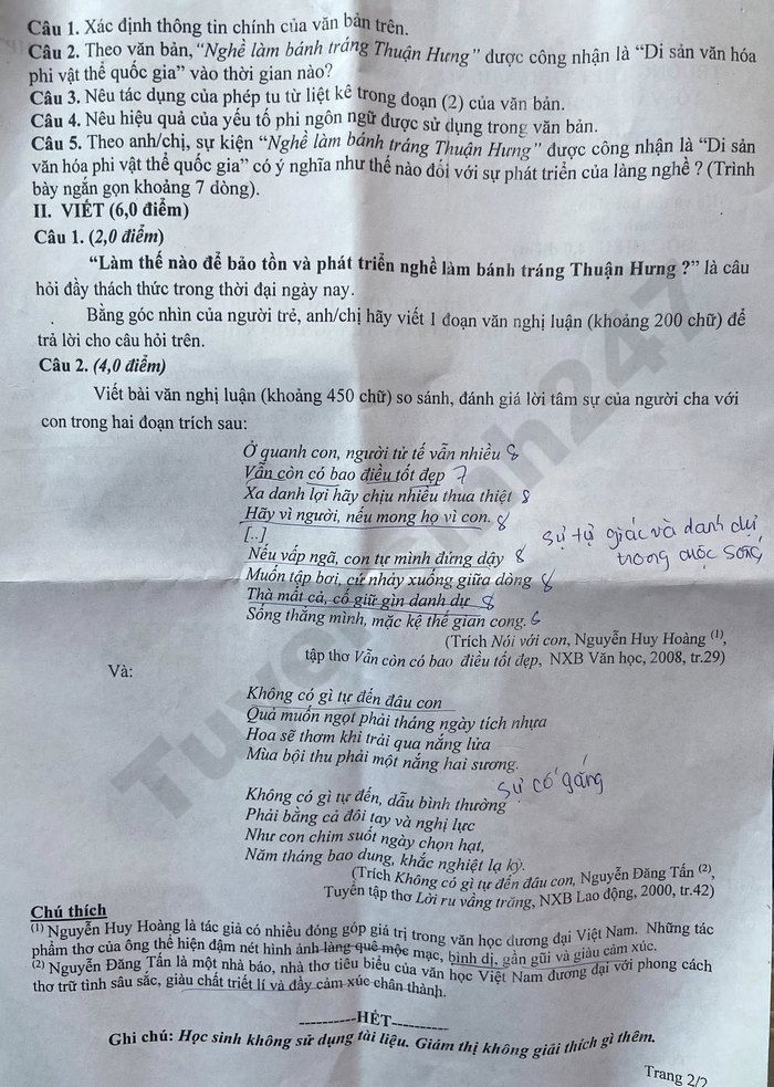 De thi cuoi ki 2 lop 12 mon Van 2026 - THPT Thuan Hung