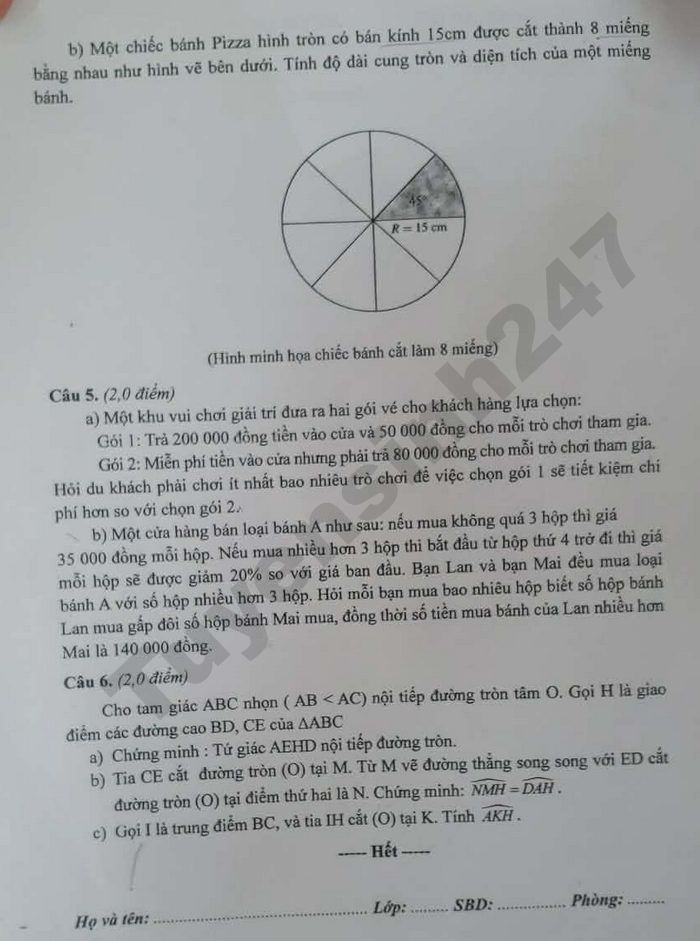 De thi thu vao lop 10 mon Toan - THCS Chu Van An 2026