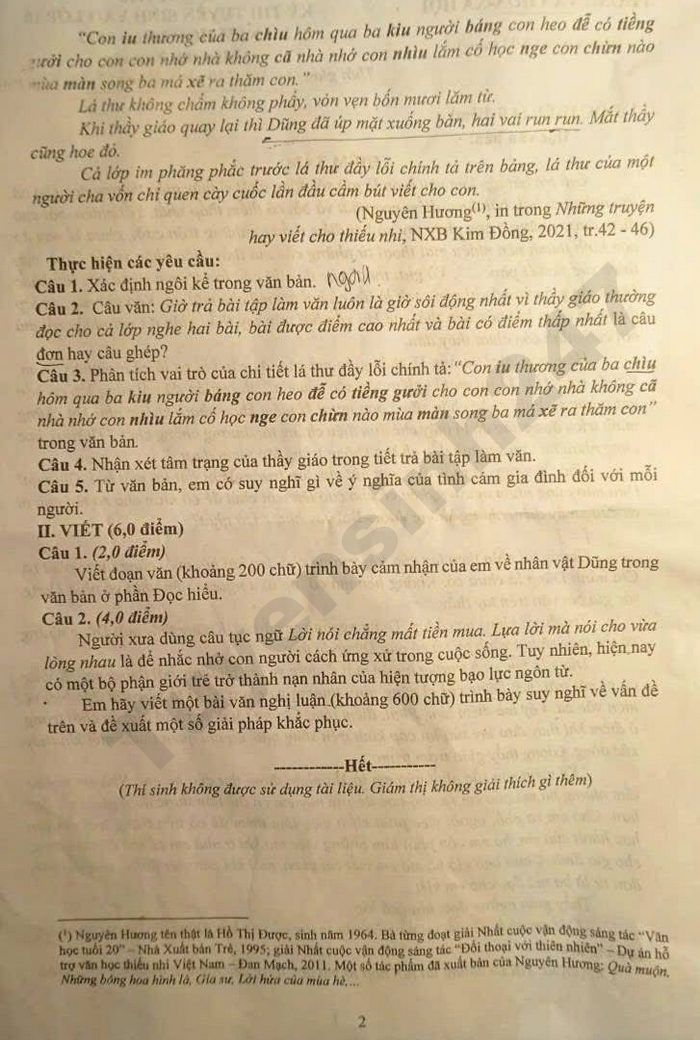 De thi thu vao lop 10 mon Van 2026 - xa Hop Thinh