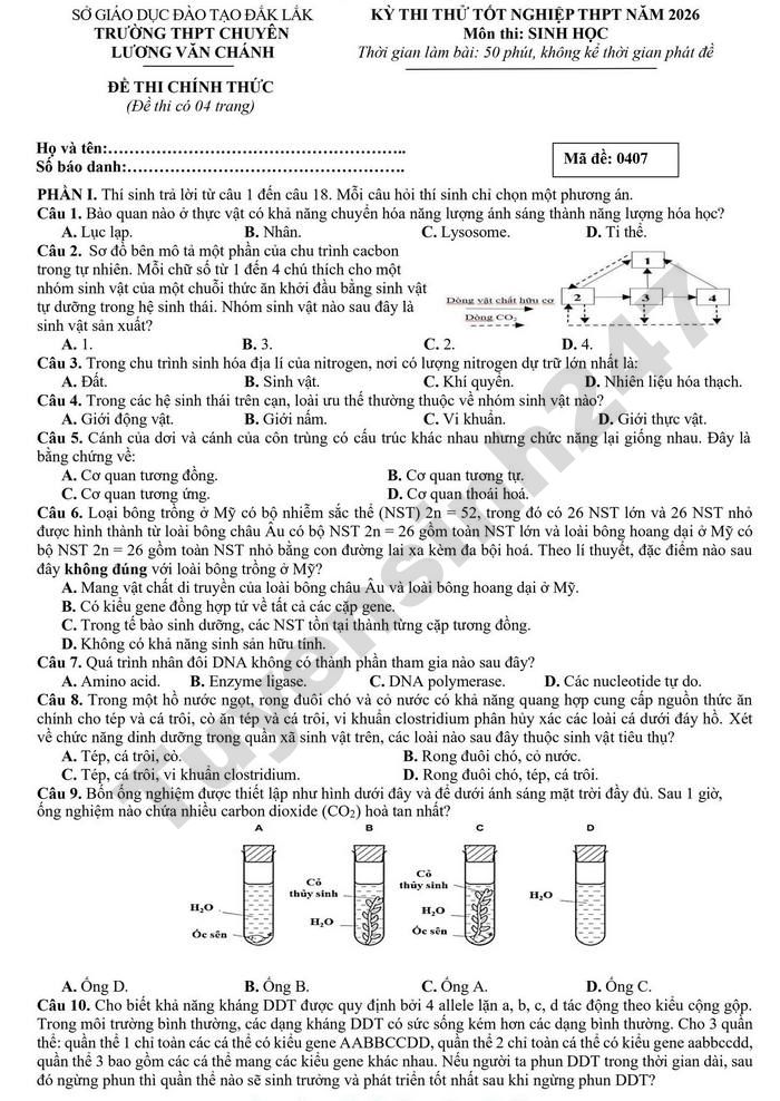 De thi thu mon Sinh tot nghiep THPT 2026 - THPT Chuyen Luong Van Chanh