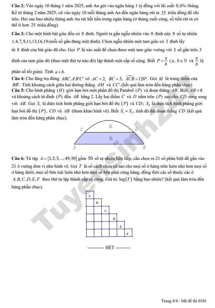 De thi thu tot nghiep THPT 2026 mon Toan - THPT Chuyen Luong Van Chanh