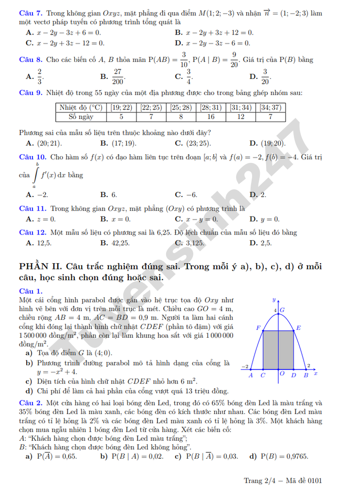 De thi hoc ki 2 lop 12 mon Toan - So GD Bac Ninh 2026